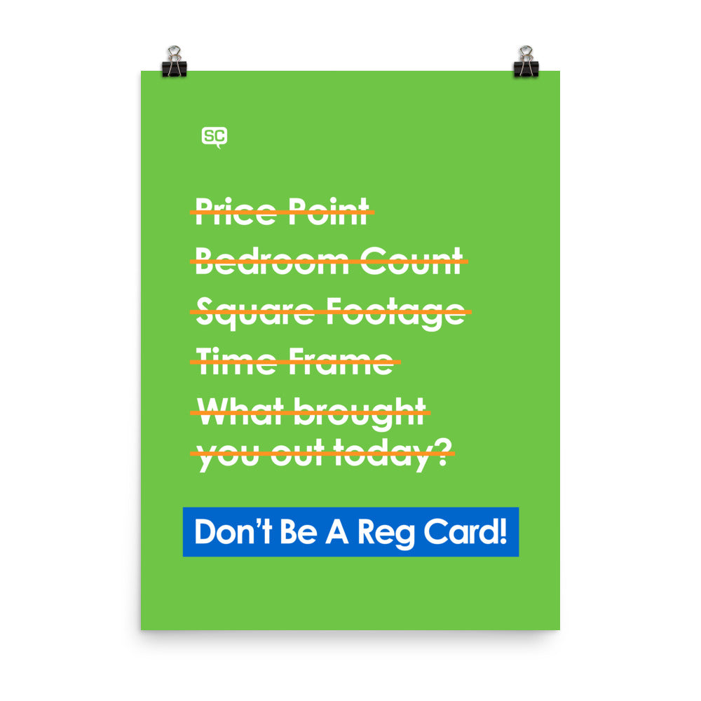 Don't Be A Reg Card Poster